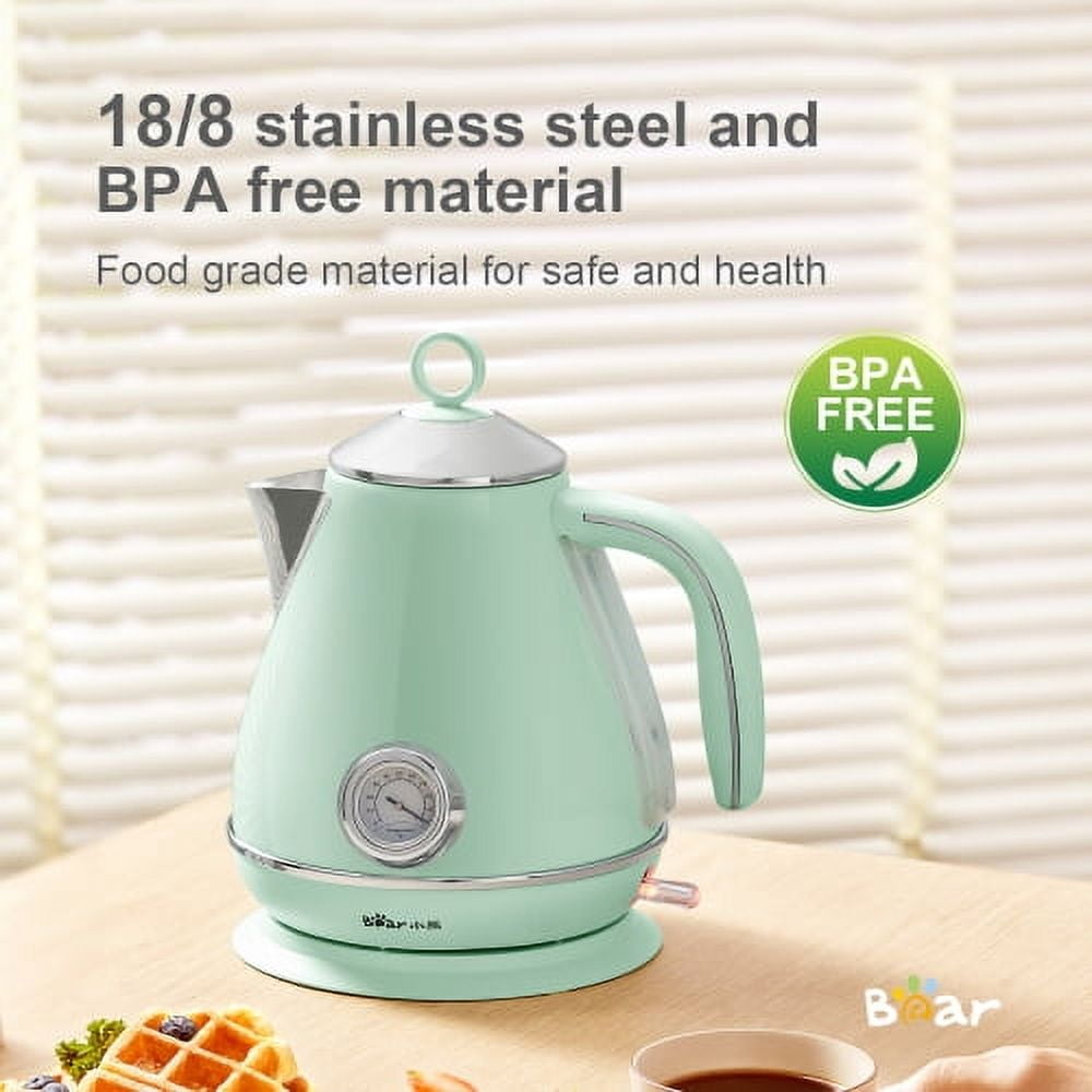 Bear 1.7L Electric Kettle, pyramid portable electric hot water and coffee. 1500W （MINT GREEN）