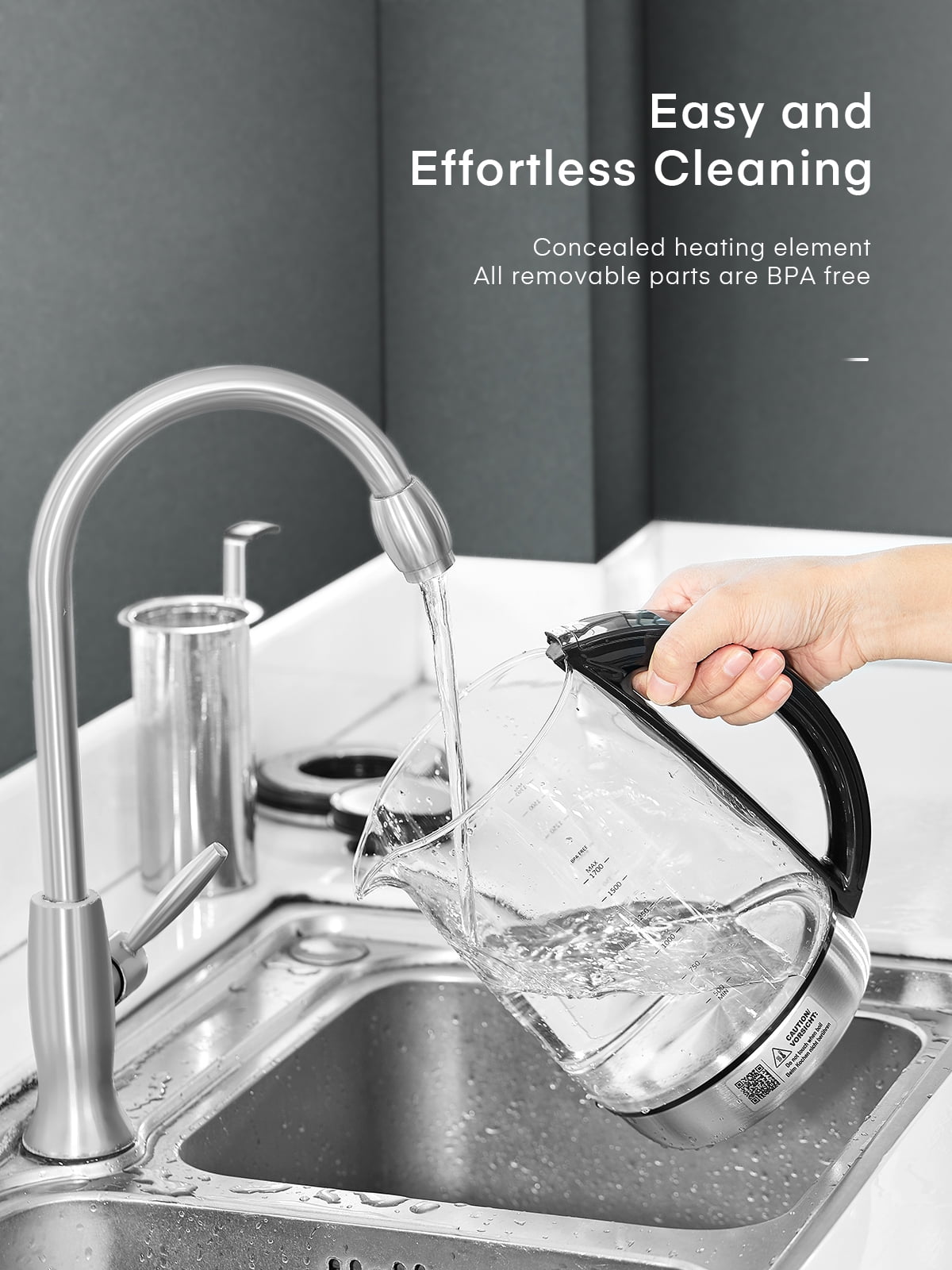 FOHERE Electric Tea Kettle, Electric Kettle Temperature Control with 9 Presets, 2Hr Keep Warm, Removable Tea Infuser,Silver Stainless Steel Glass Boiler, BPA Free, 1.7L