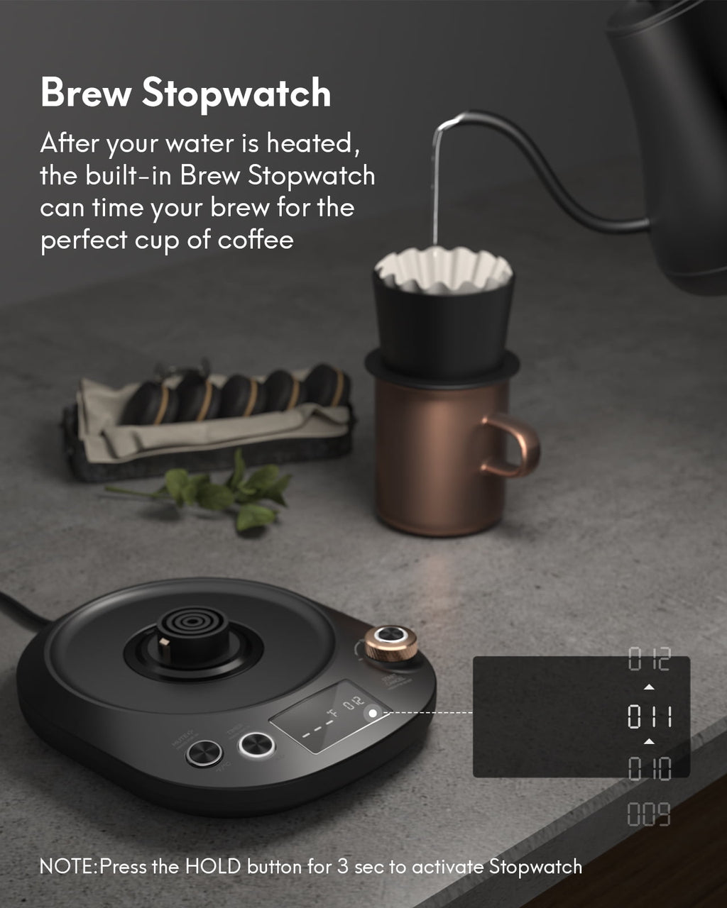 Electric Kettle Temperature Control, Gooseneck 28Oz Pour over Kettle for Coffee & Tea, Safe Stainless Steel Inner, Black