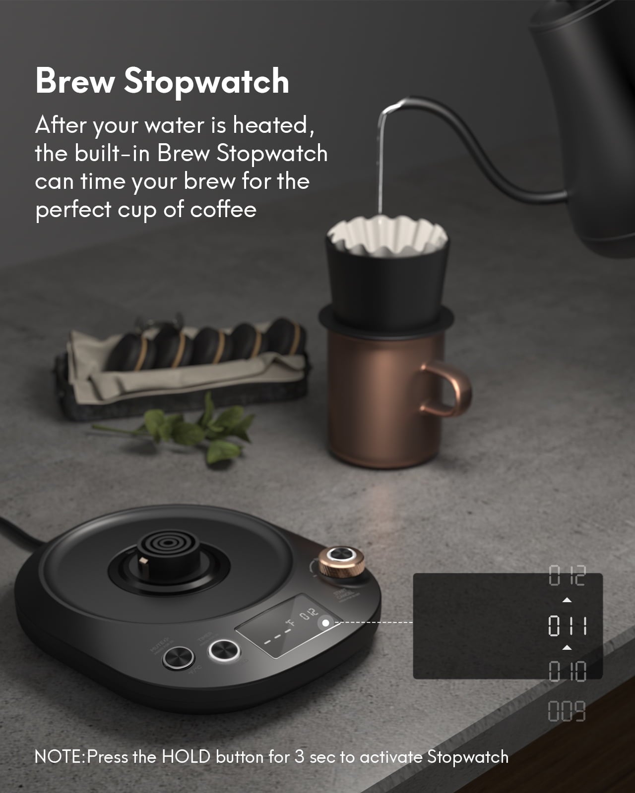 Electric Kettle Temperature Control, Gooseneck 28Oz Pour over Kettle for Coffee & Tea, Safe Stainless Steel Inner, Black