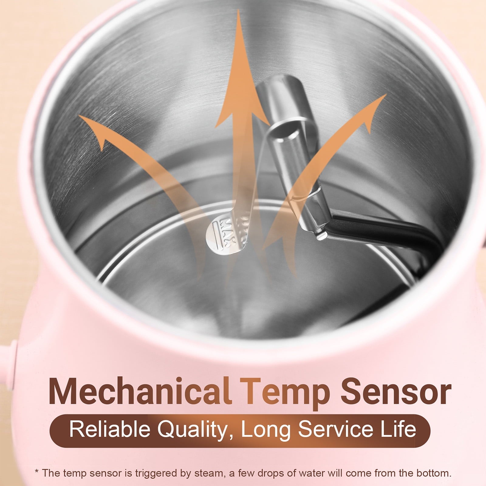 Mecity Electric Kettle Gooseneck Water Kettle Stainless Steel Coffee & Tea Kettle Water Boiler Fast Heating, Auto Shut Off, 0.8 L, 1000W, Pink