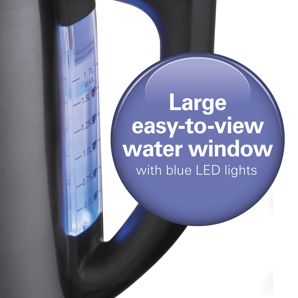 Hamilton Beach Variable Temperature Electric Kettle, 1.7 Liter Capacity, Black Stainless Steel, 41027R