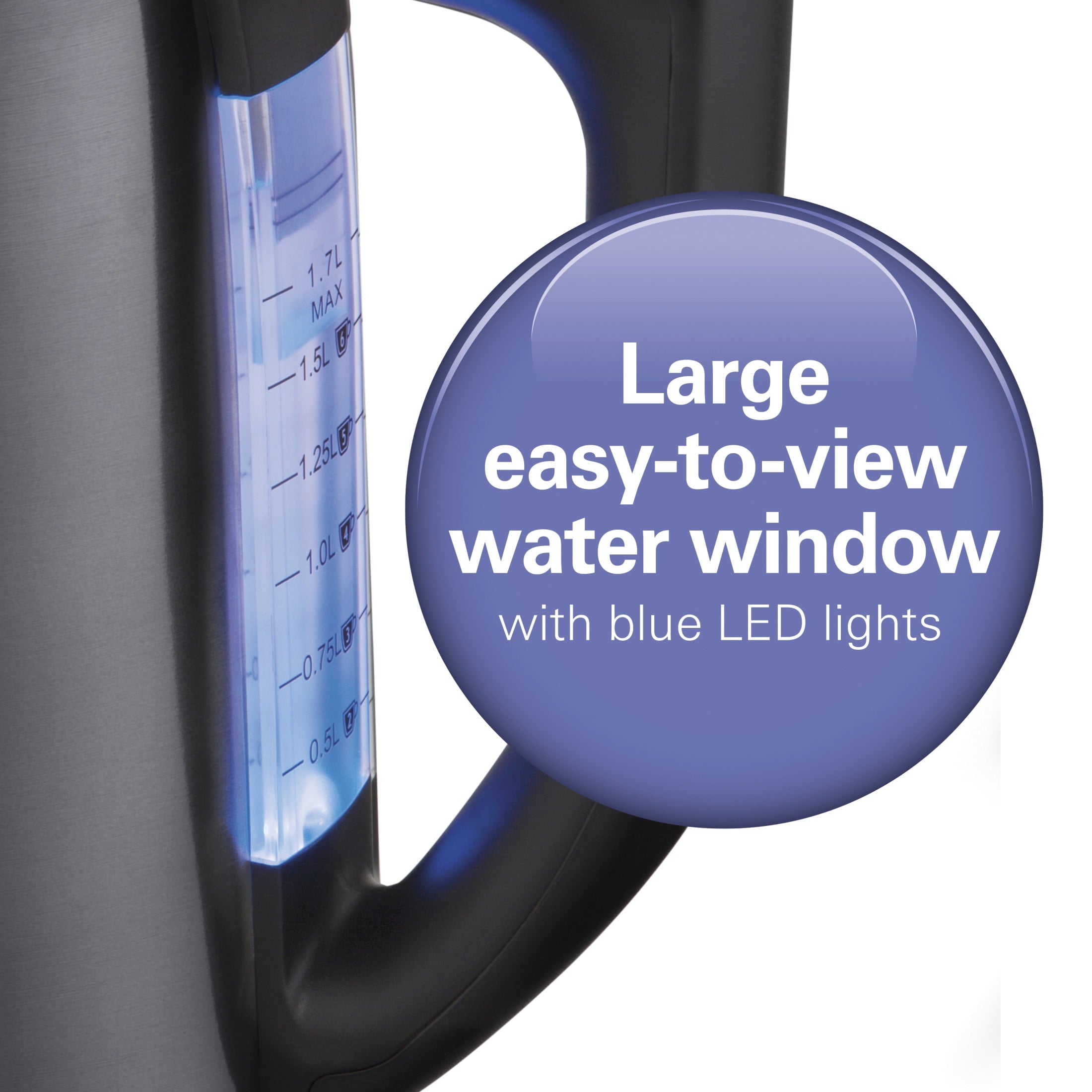 Hamilton Beach Variable Temperature Electric Kettle, 1.7 Liter Capacity, Black Stainless Steel, 41027R