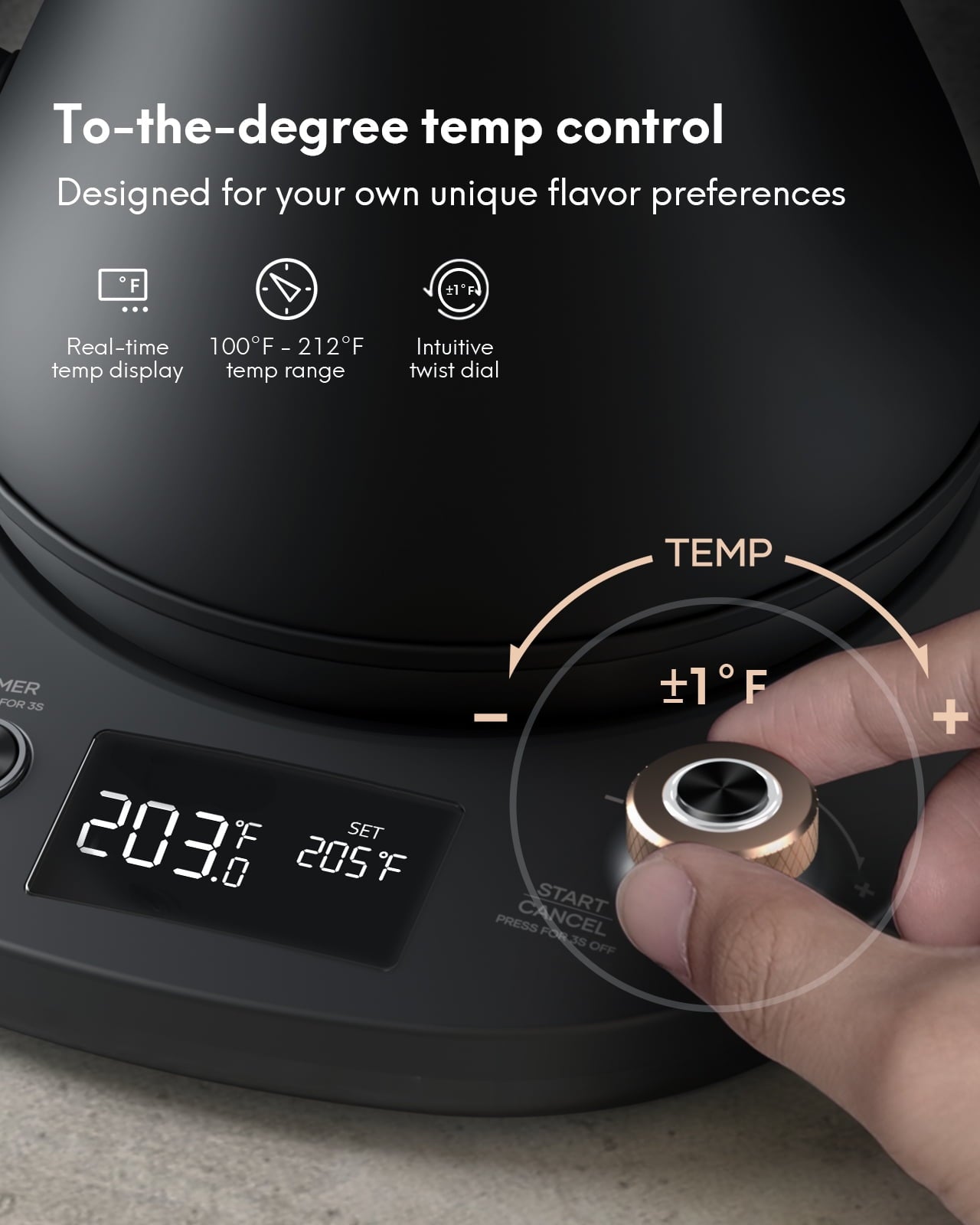 Electric Kettle Temperature Control, Gooseneck 28Oz Pour over Kettle for Coffee & Tea, Safe Stainless Steel Inner, Black