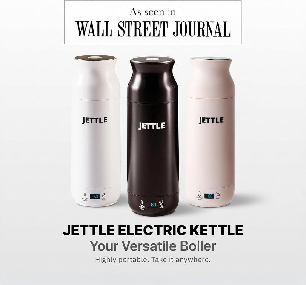 Jettle Electric Kettle 450ml - Stainless Steel Temperature Control Bottle - Electric Tea Kettles Automatic Shut off for Coffee Milk Soup Water - Black