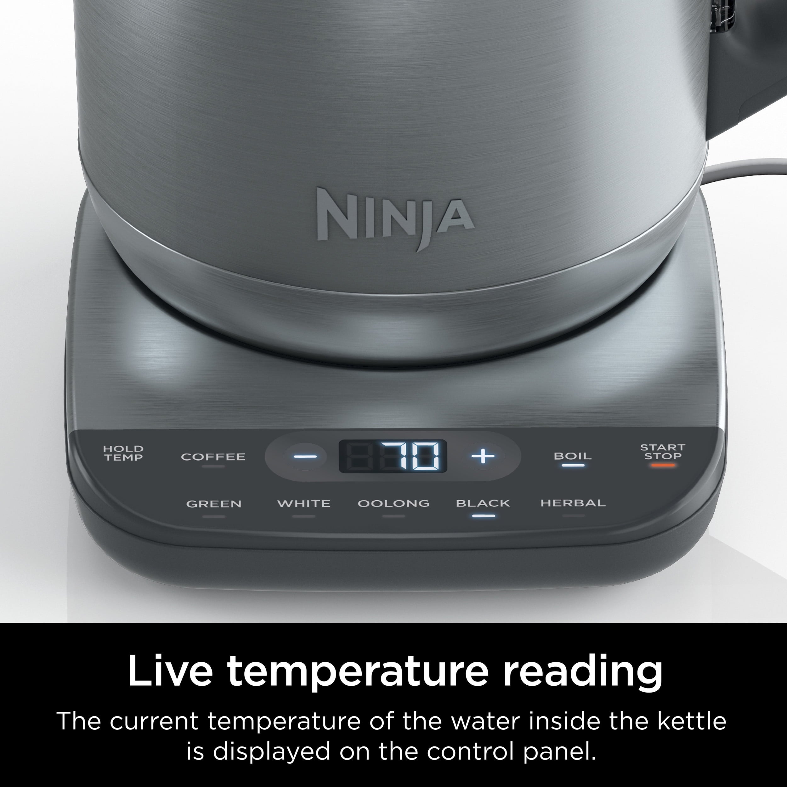 Ninja KT200 Precision Temperature Electric Kettle, 1500 watts, BPA Free, Stainless, 7-Cup Capacity, Hold Temp Setting