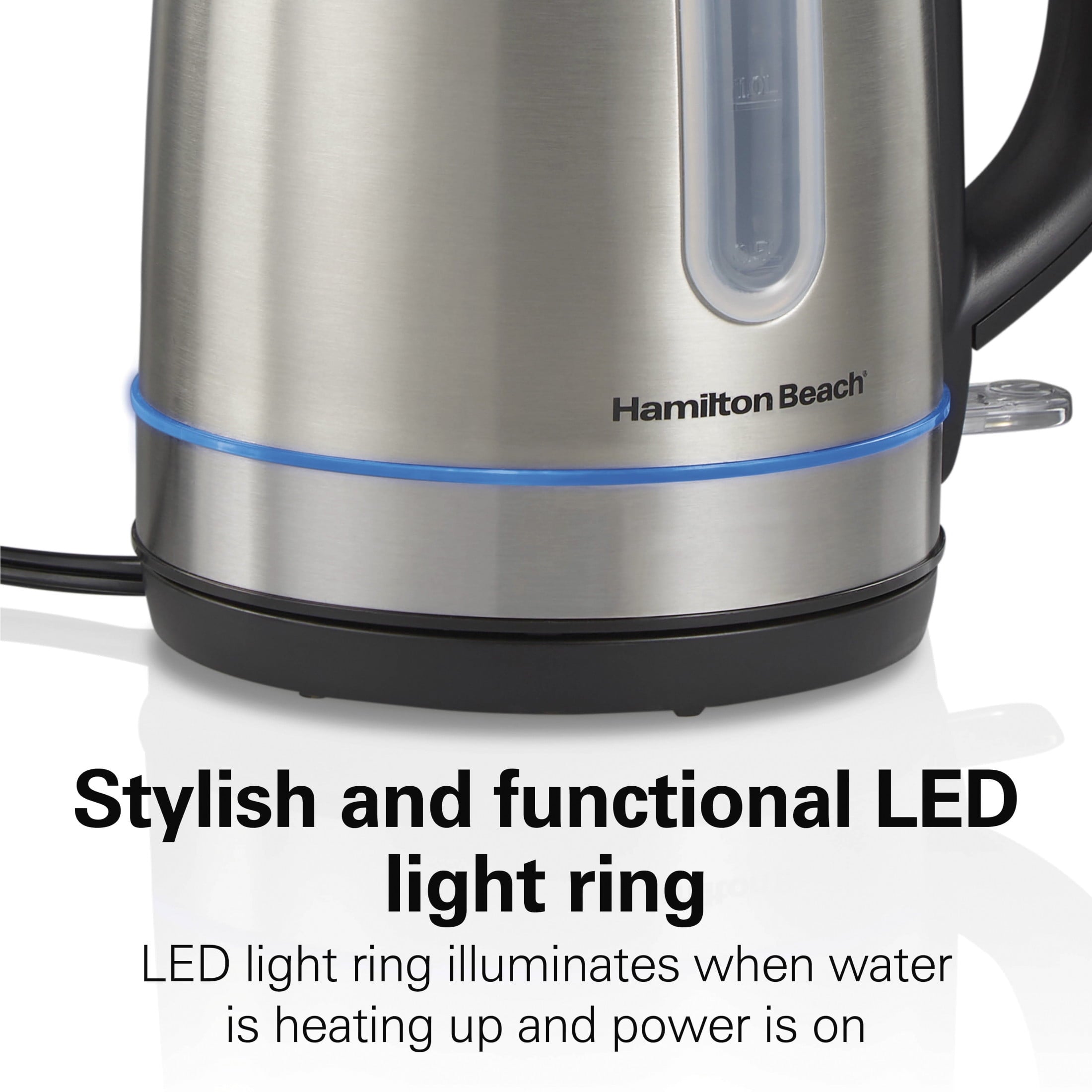 Hamilton Beach Stainless Steel Electric Kettle, Tea & Water Kettle with LED Light Ring, 1.7L