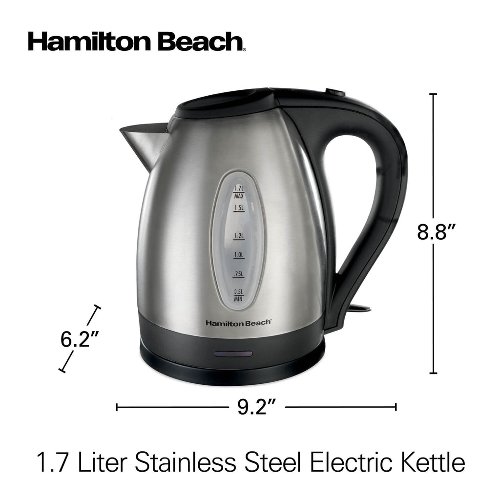 Hamilton Beach Stainless Steel Electric Kettle, Tea & Water Kettle, 1.7L