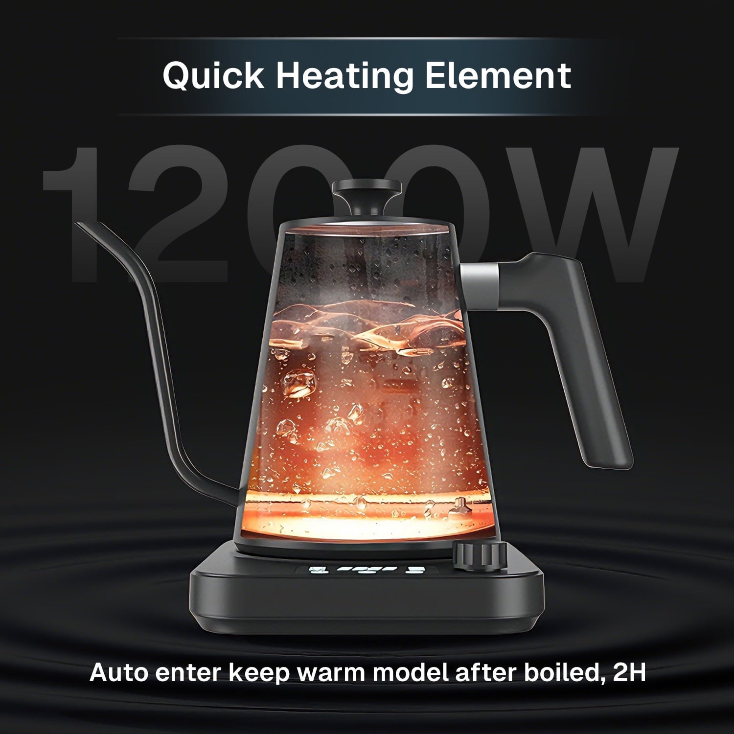 Behome Gooseneck Electric Kettle, 1.0L Pour over Electric Kettle,±1℉ Precise Temperature Control,1200W Hot Water Boiler for Coffee & Tea,Black