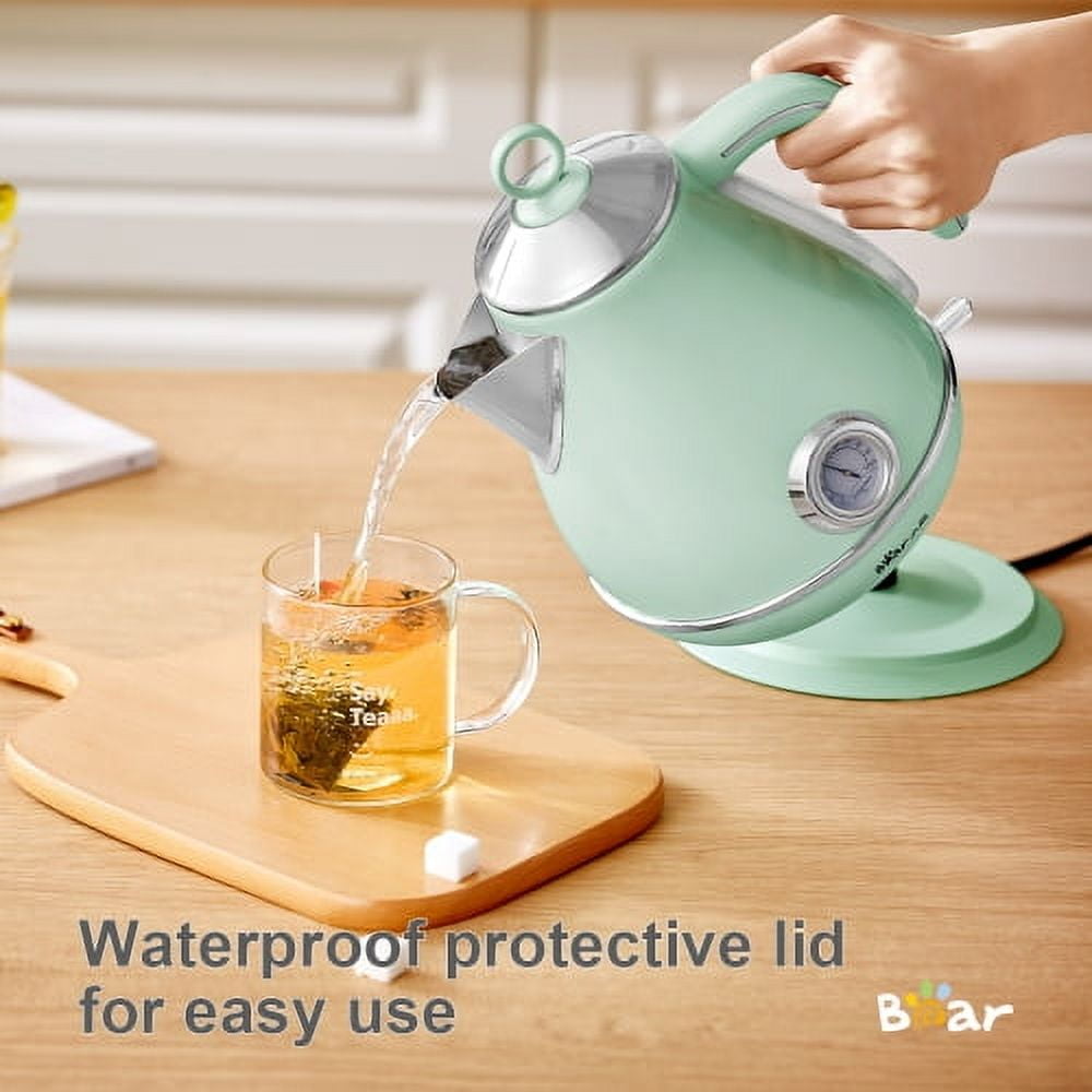 Bear 1.7L Electric Kettle, pyramid portable electric hot water and coffee. 1500W （MINT GREEN）