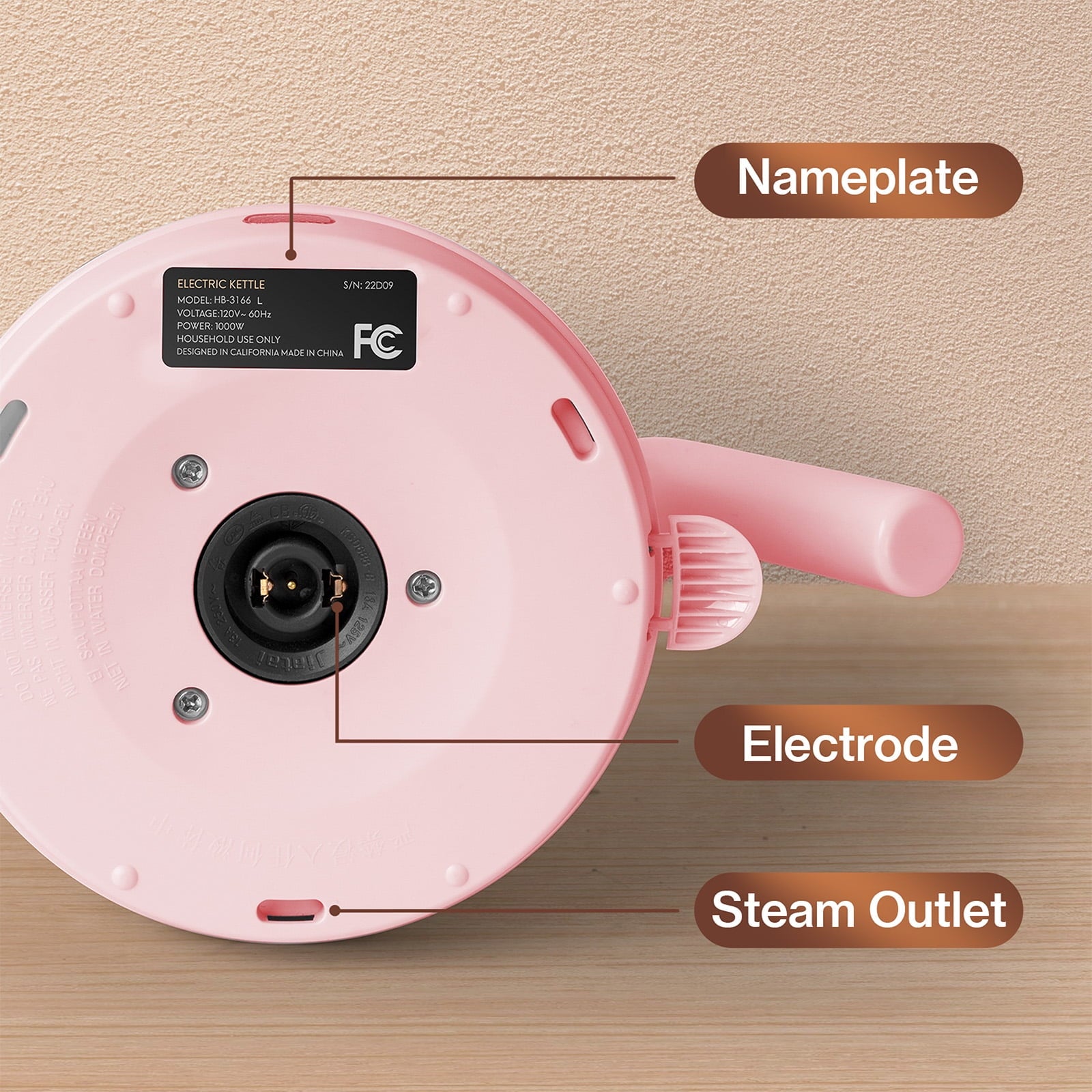 Mecity Electric Kettle Gooseneck Water Kettle Stainless Steel Coffee & Tea Kettle Water Boiler Fast Heating, Auto Shut Off, 0.8 L, 1000W, Pink