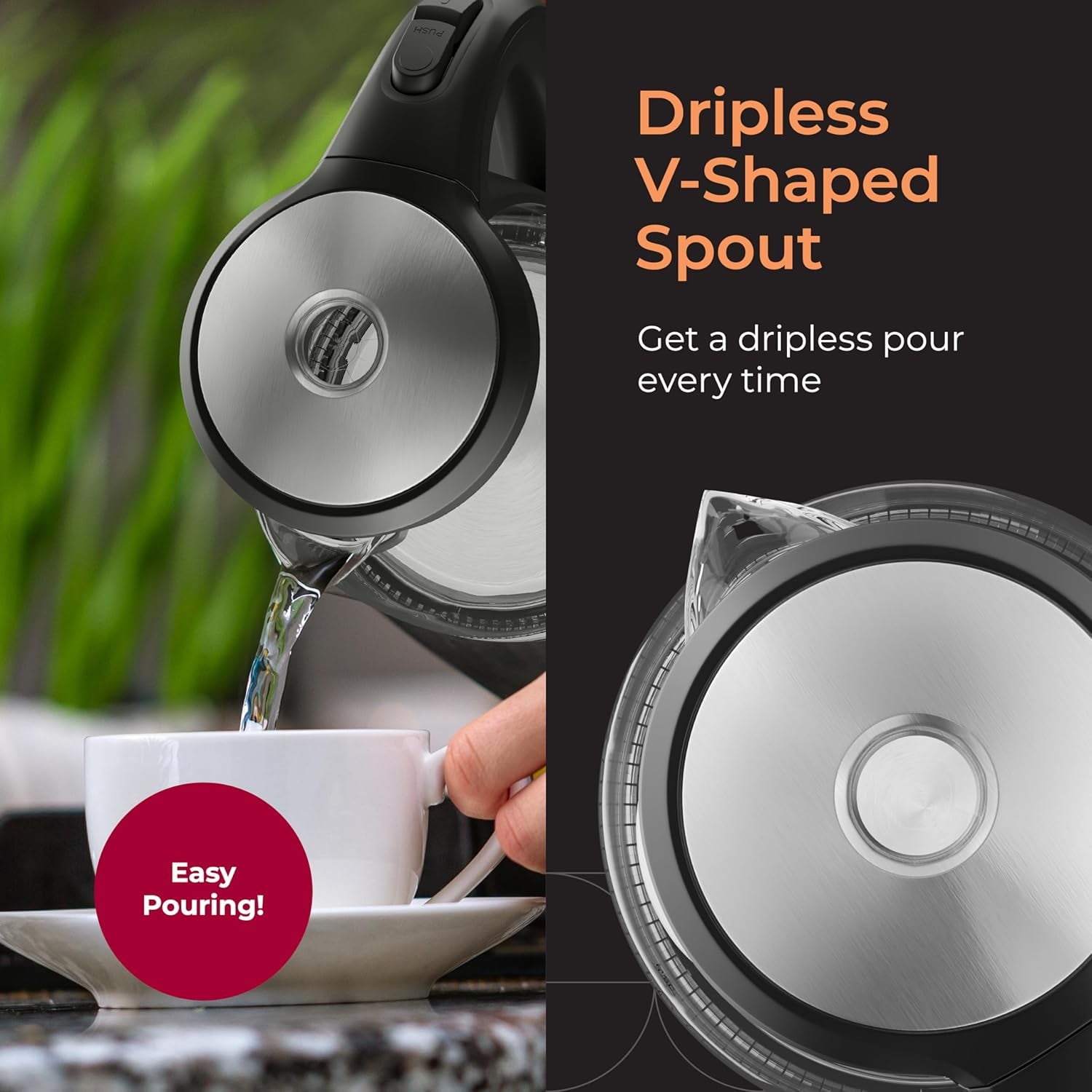 Mueller Electric Kettle, Electric Tea Kettle for Boiling Water, 1500W SpeedBoil Teach Automatic Shutoff, 1.5L Cordless with LED Light, Borosilicate Glass Tea Kettle Pot Water Heater, BPA Free