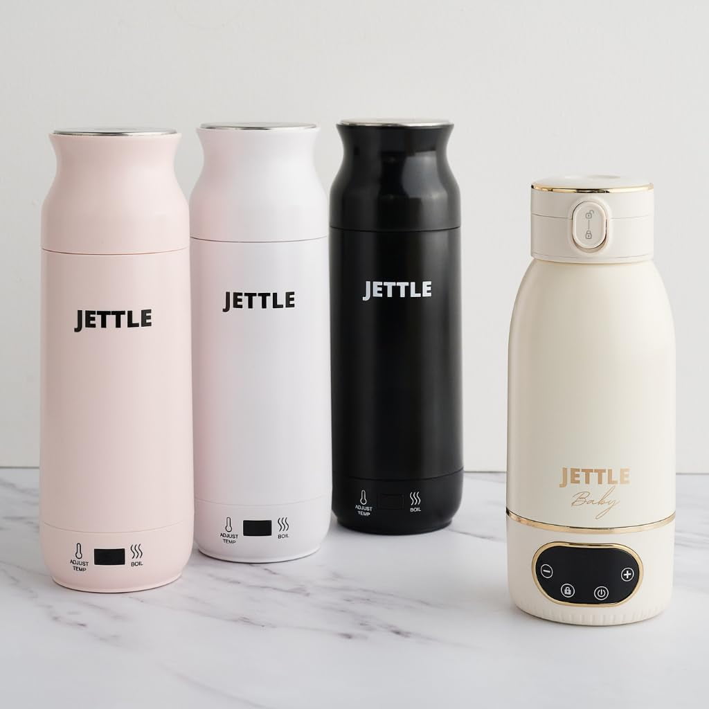 Jettle Electric Kettle 450ml - Stainless Steel Temperature Control Bottle - Electric Tea Kettles Automatic Shut off for Coffee Milk Soup Water - Black
