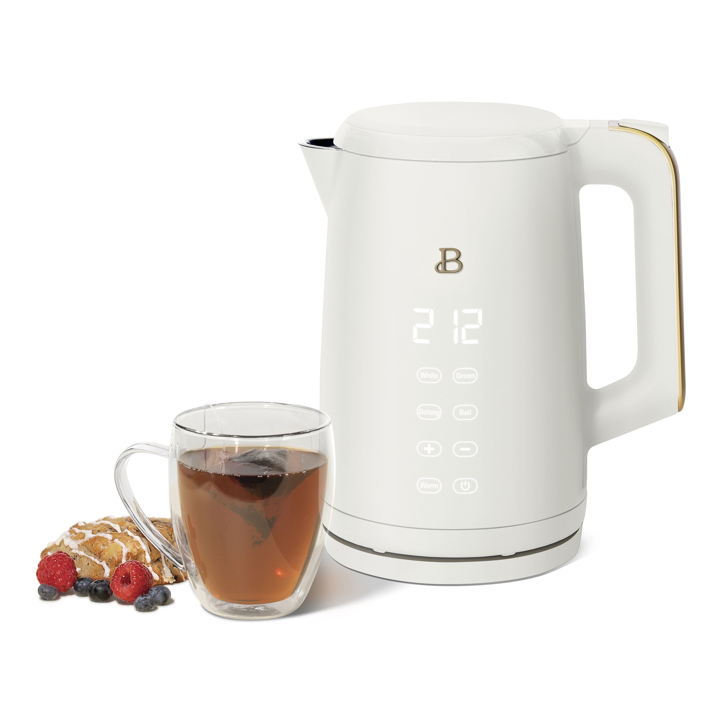 Beautiful 1.7-Liter Electric Kettle 1500 W with One-Touch Activation, White Icing by Drew Barrymore