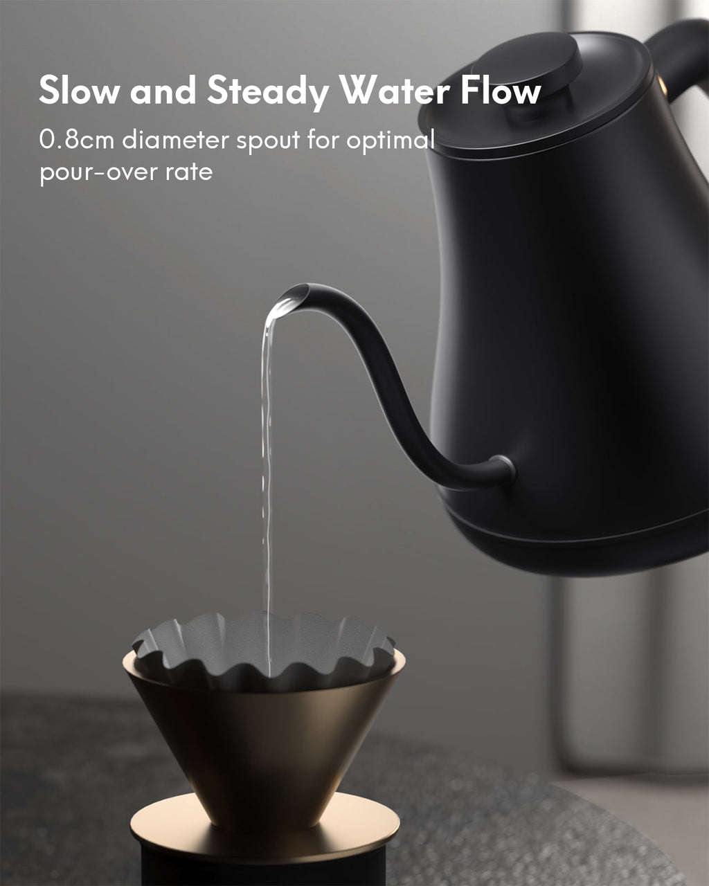 Electric Kettle Temperature Control, Gooseneck 28Oz Pour over Kettle for Coffee & Tea, Safe Stainless Steel Inner, Black