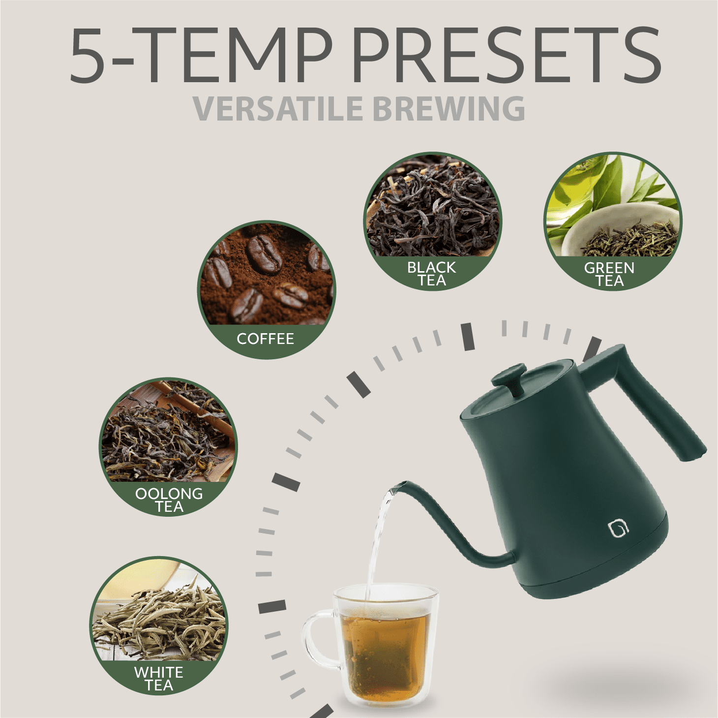 Willow Kitchen 1L Gooseneck Electric Kettle for Pour Over Coffee & Tea, Temperature Control & Automatic Shutoff, Rapid Boil Hot Water Kettle Pot, Green