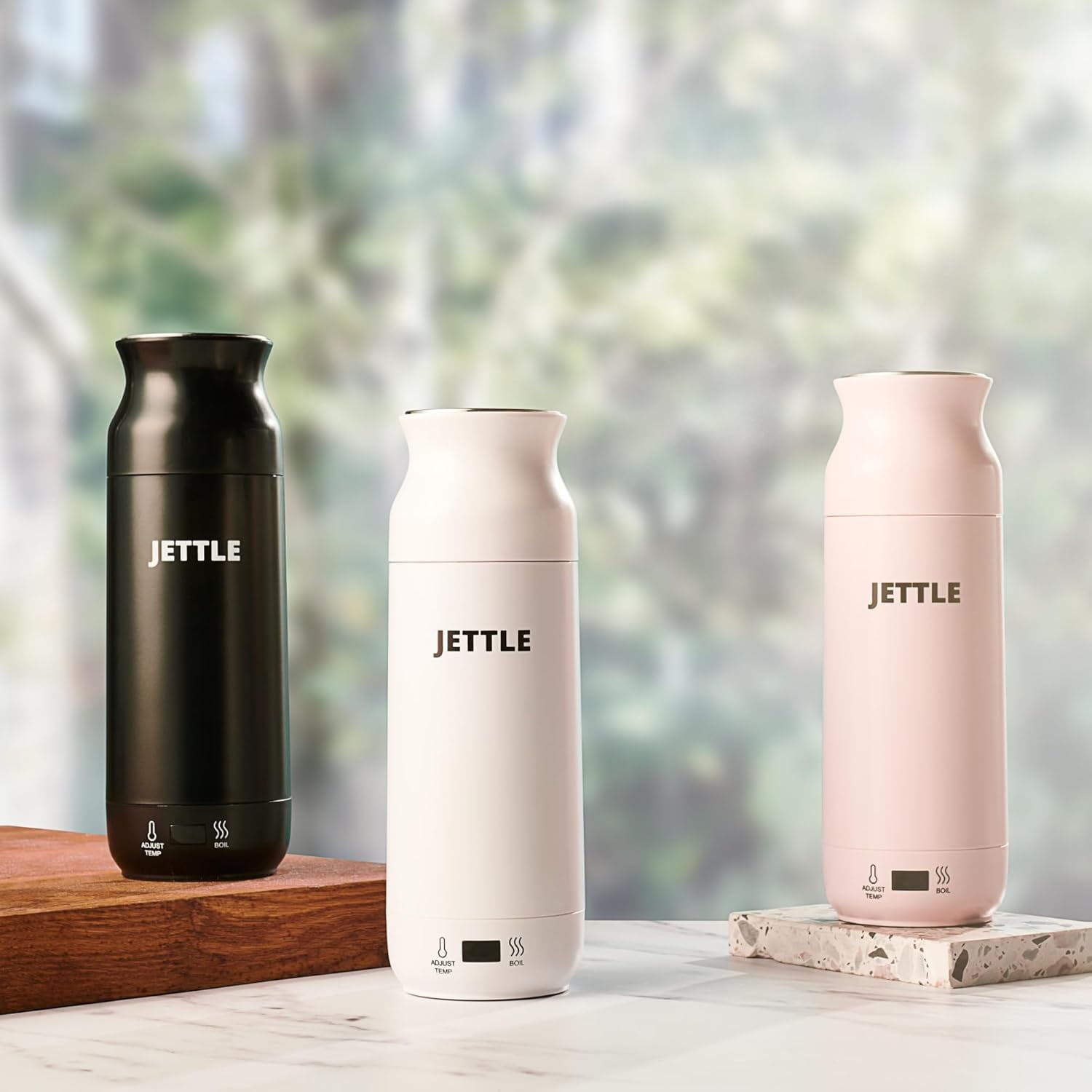 Jettle Electric Kettle 450ml - Stainless Steel Temperature Control Bottle - Electric Tea Kettles Automatic Shut off for Coffee Milk Soup Water - Black