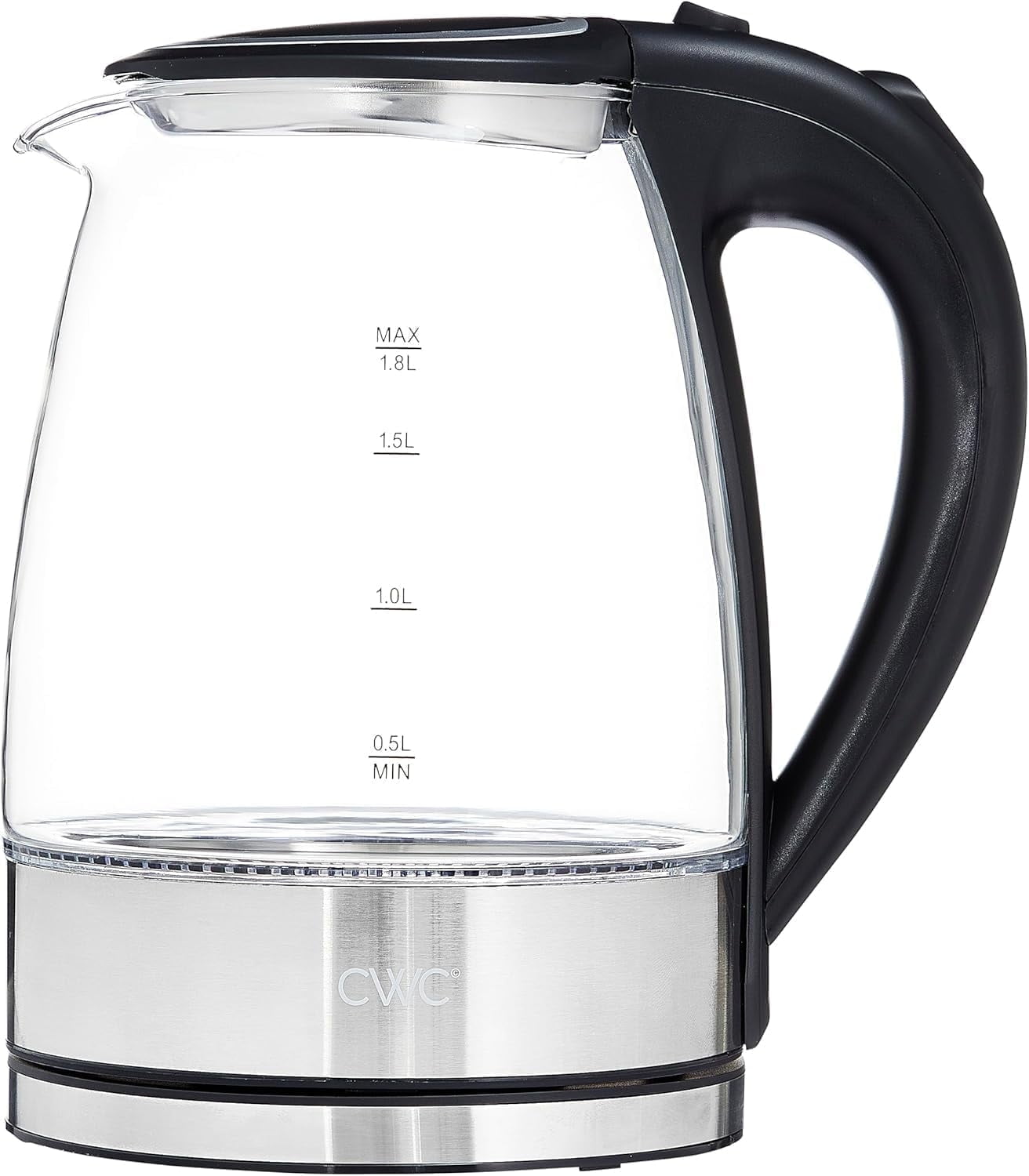 COOK WITH COLOR Rapid Boil Electric Kettle 1200-Watt Glass Water Boiler, 1.7 L Black