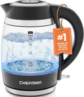Chefman Rapid-Boil 1.8L Electric Kettle w/ Removable Lid and LED Indicator Lights - Black