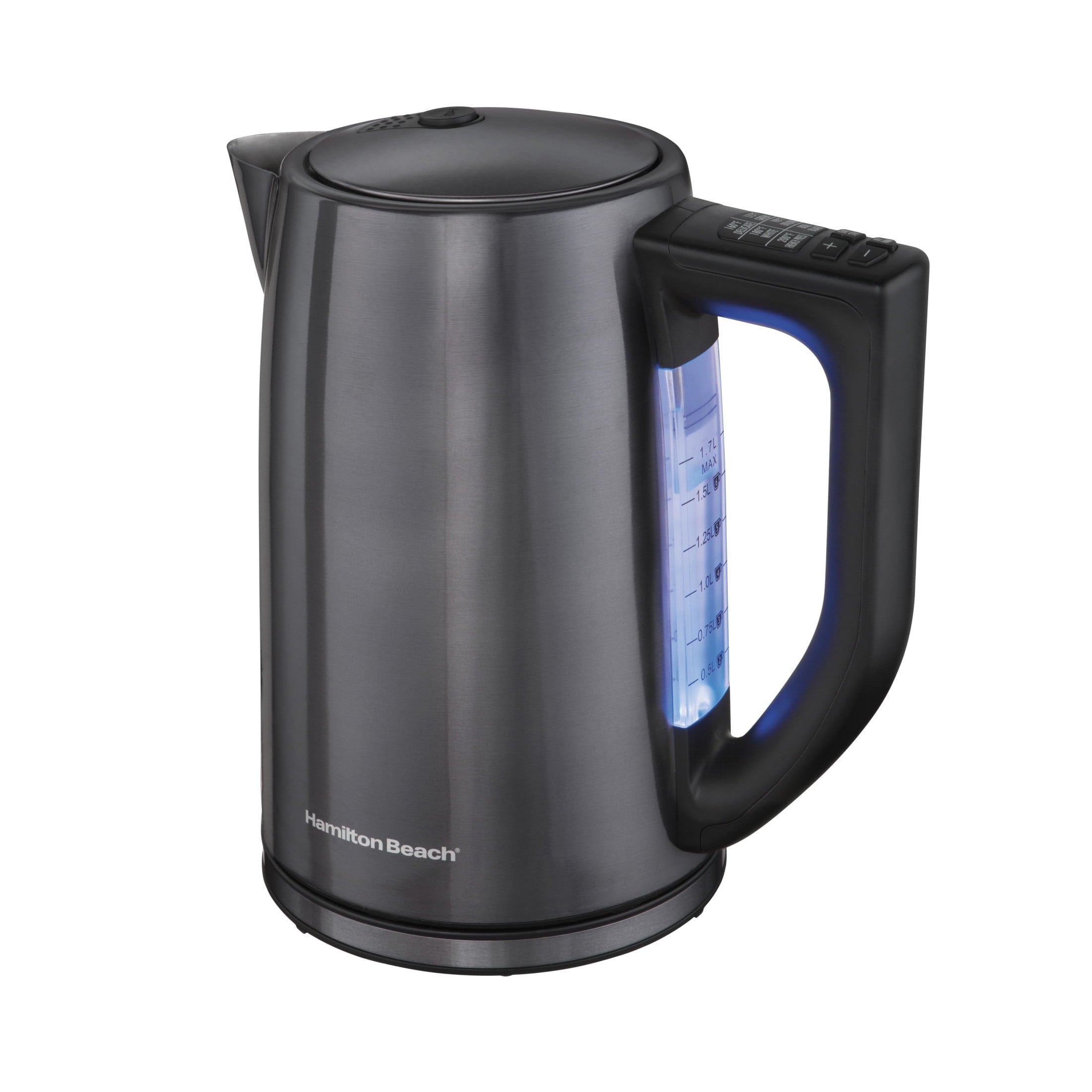 Hamilton Beach Variable Temperature Electric Kettle, 1.7 Liter Capacity, Black Stainless Steel, 41027R