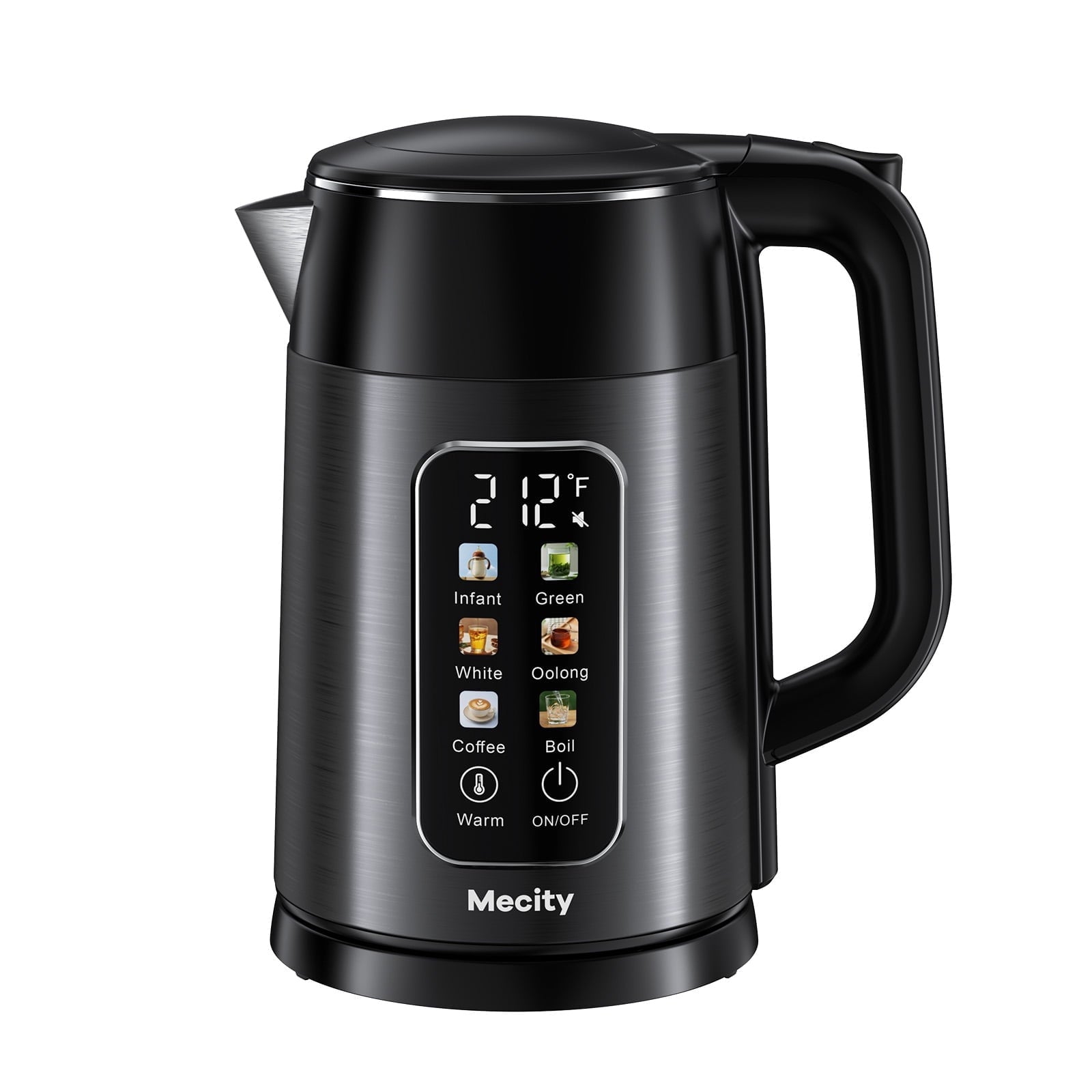 Mecity Electric Kettle Touch Screen Temperature Control Water Boiler, No Plastic Contact with Water. 6 Preset Temperature Programs, 2 Hours Keep Warm, 1.7 Liter Dark Grey