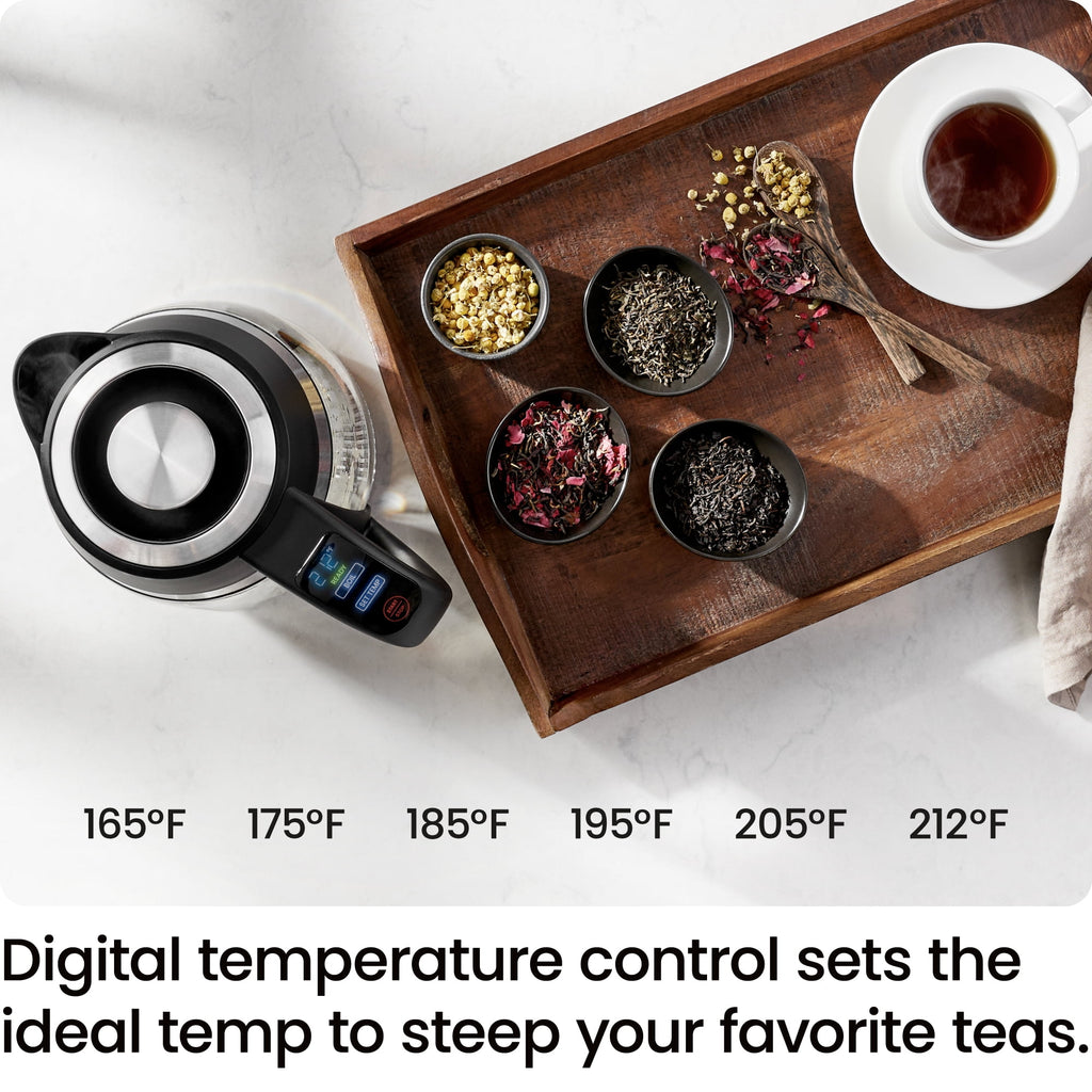 Chefman Lightning 1.8L Custom-Temp Electric Kettle, 1750W with Tea Infuser - Stainless Steel