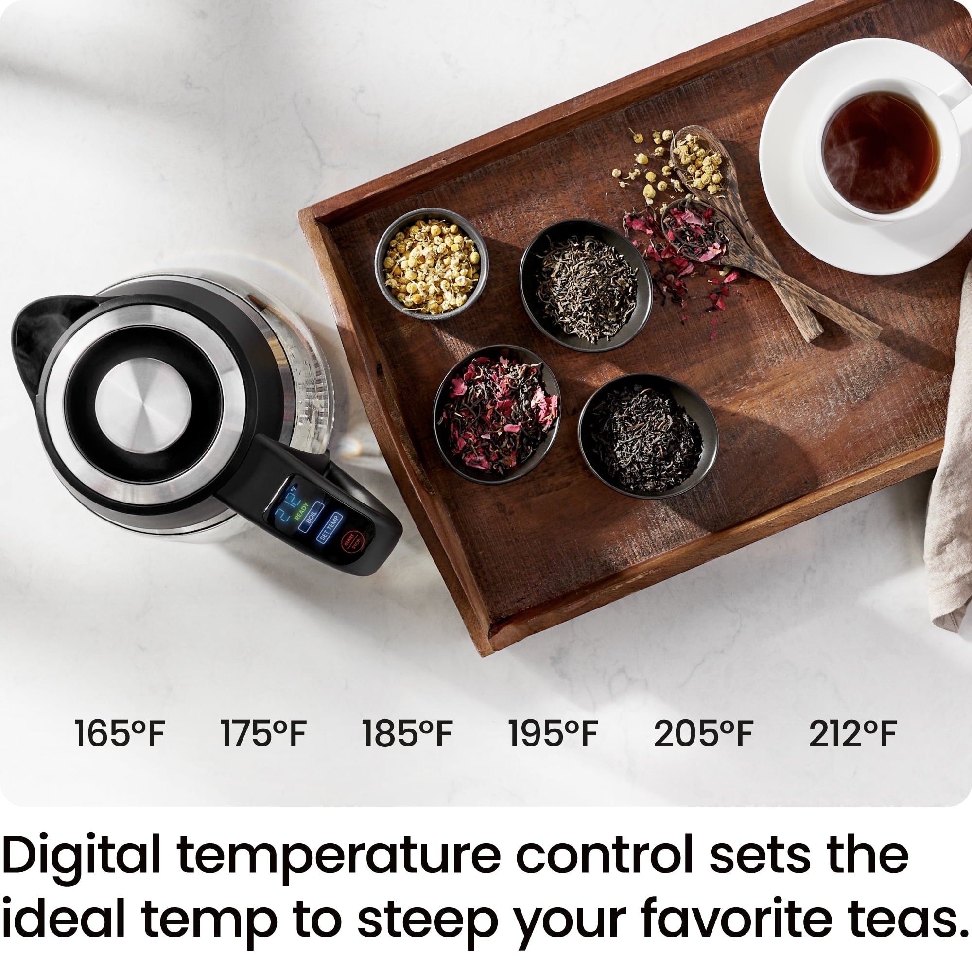 Chefman Lightning 1.8L Custom-Temp Electric Kettle, 1750W with Tea Infuser - Stainless Steel