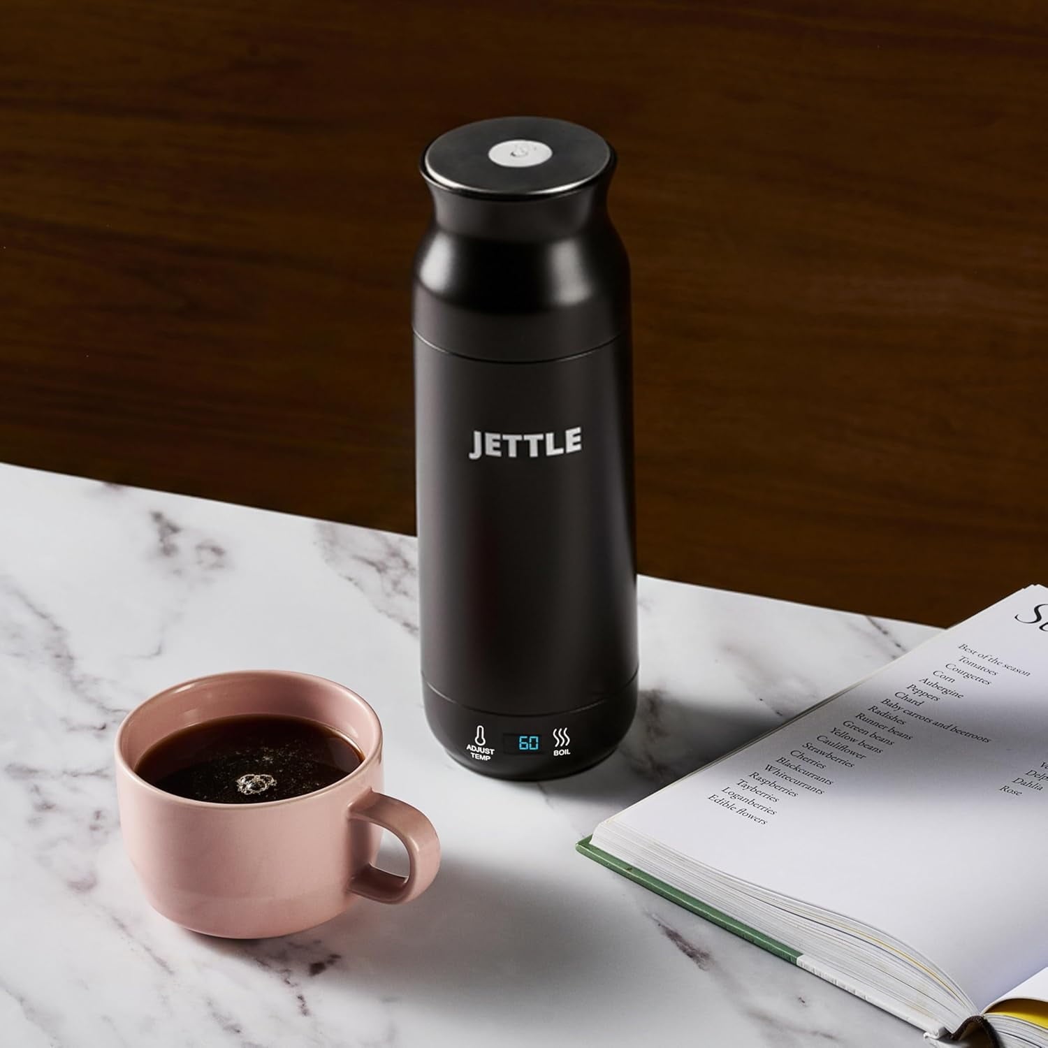 Jettle Electric Kettle 450ml - Stainless Steel Temperature Control Bottle - Electric Tea Kettles Automatic Shut off for Coffee Milk Soup Water - Black