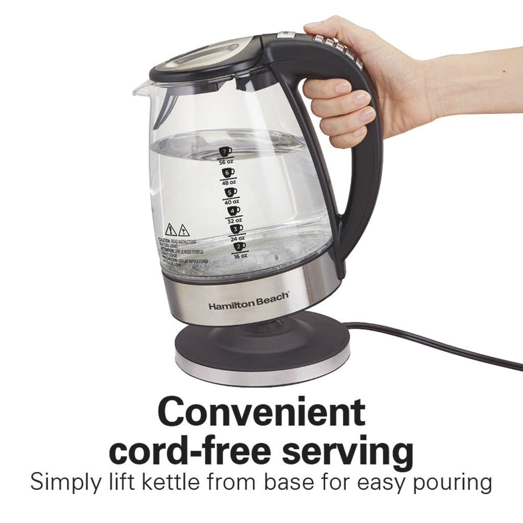 Hamilton Beach Temperature-Control Electric Glass Kettle, Tea & Water Kettle, 1.7L with Auto Shutoff and Ultra-Fast Heating
