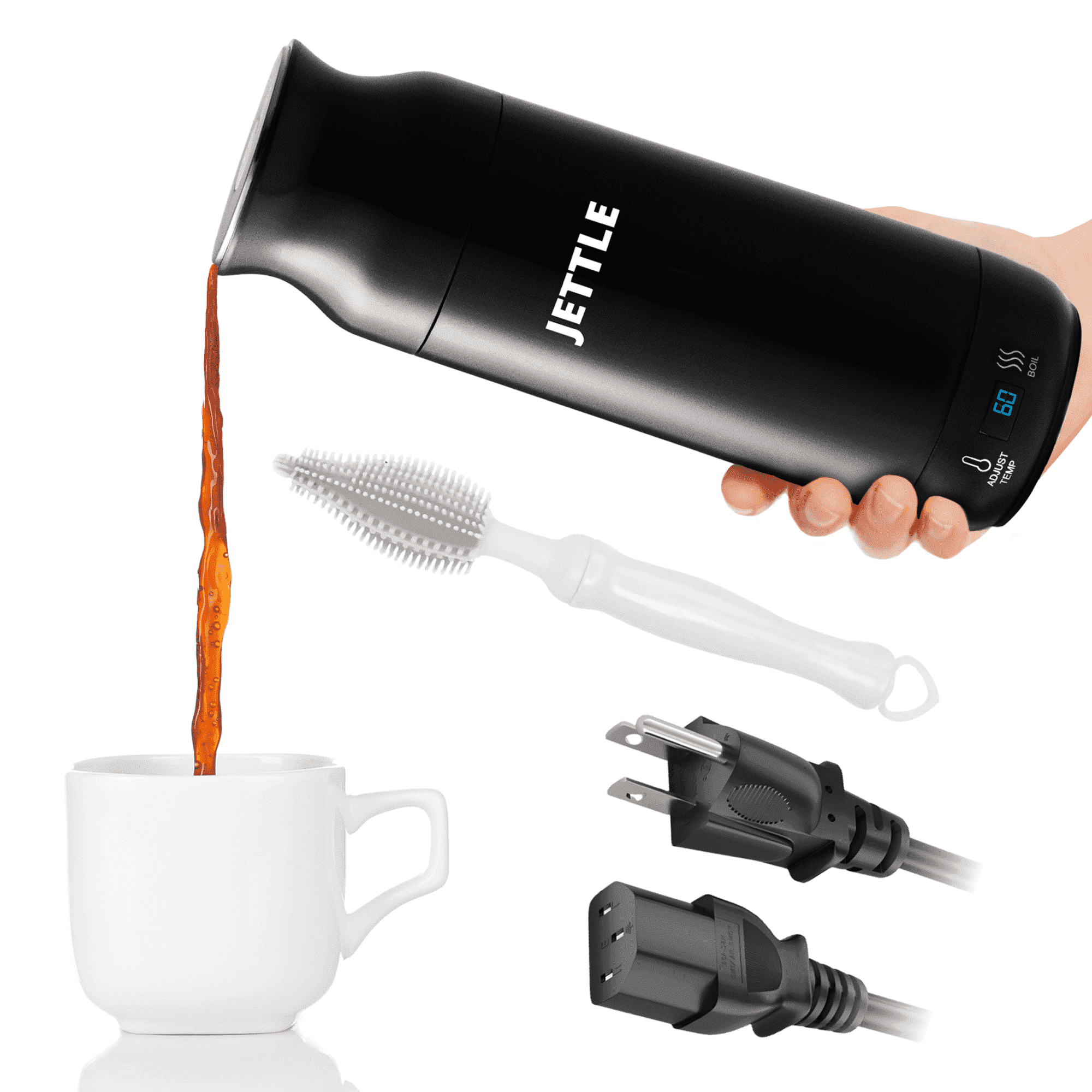 Jettle Electric Kettle 450ml - Stainless Steel Temperature Control Bottle - Electric Tea Kettles Automatic Shut off for Coffee Milk Soup Water - Black