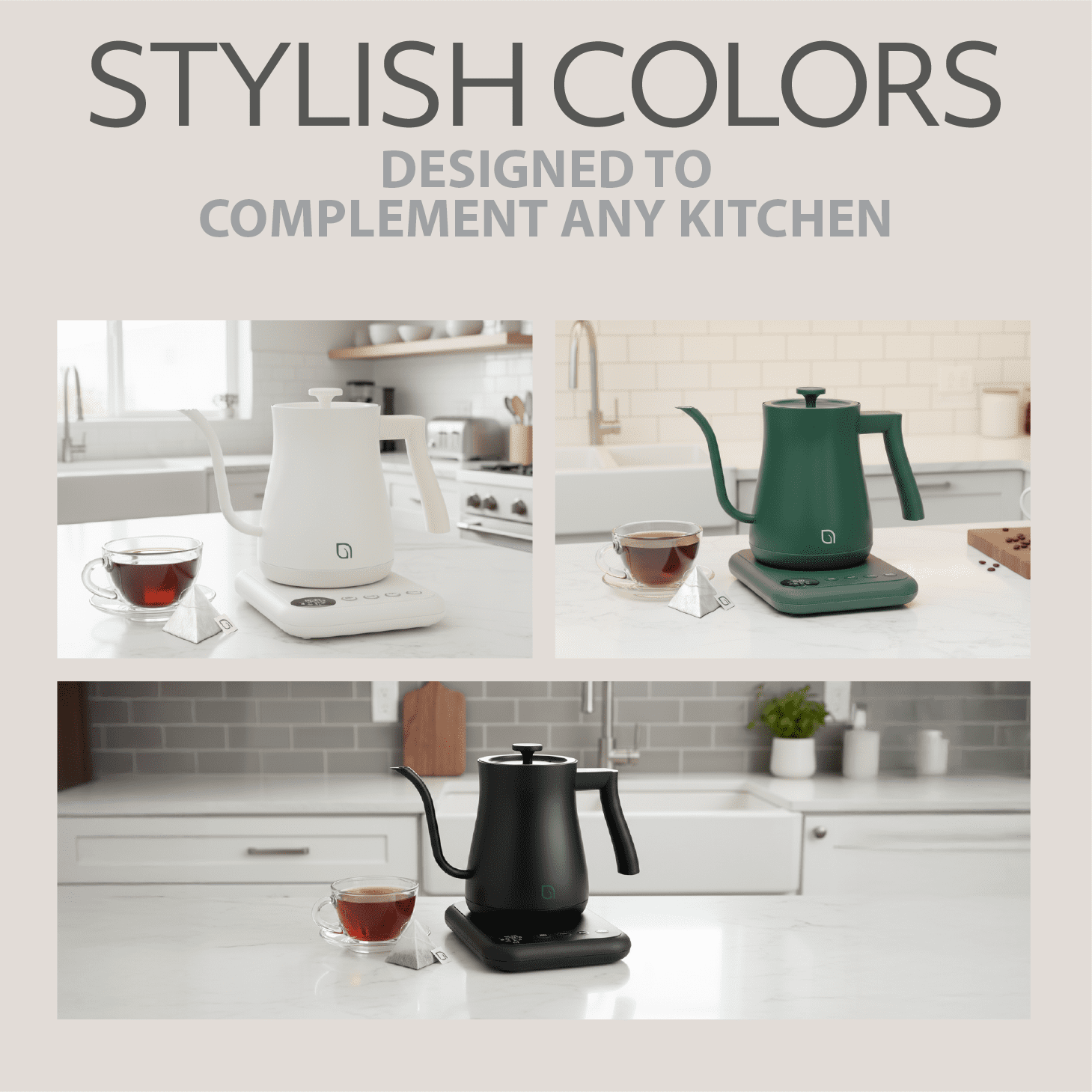 Willow Kitchen 1L Gooseneck Electric Kettle for Pour Over Coffee & Tea, Temperature Control & Automatic Shutoff, Rapid Boil Hot Water Kettle Pot, Green