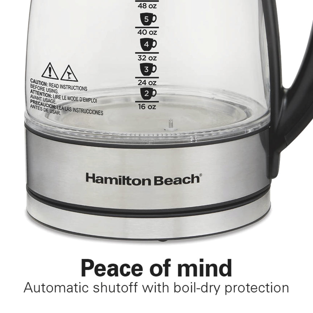 Hamilton Beach Temperature-Control Electric Glass Kettle, Tea & Water Kettle, 1.7L with Auto Shutoff and Ultra-Fast Heating