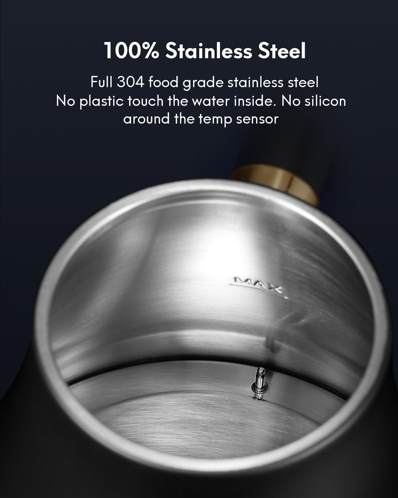 Electric Kettle Temperature Control, Gooseneck 28Oz Pour over Kettle for Coffee & Tea, Safe Stainless Steel Inner, Black