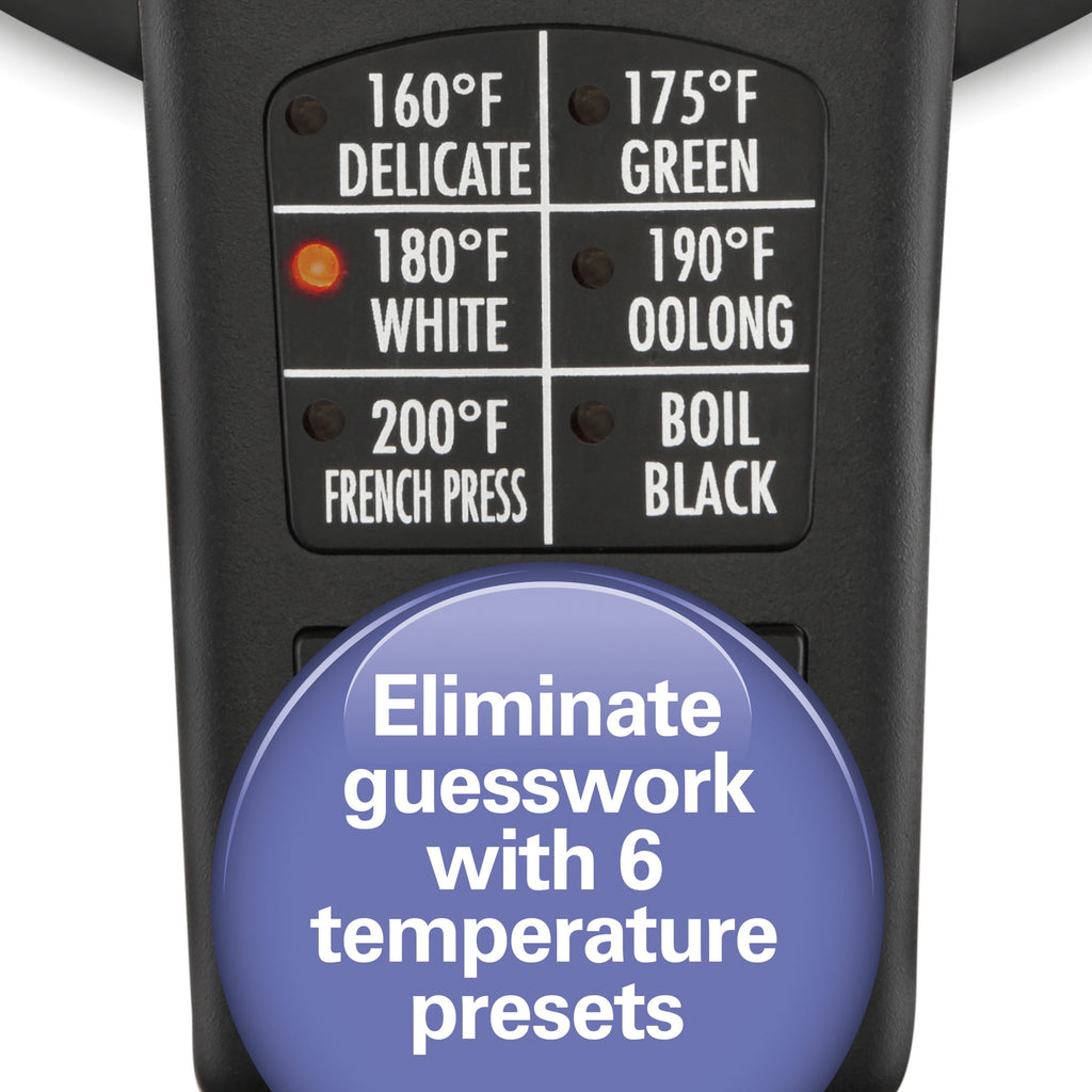 Hamilton Beach Variable Temperature Electric Kettle, 1.7 Liter Capacity, Black Stainless Steel, 41027R