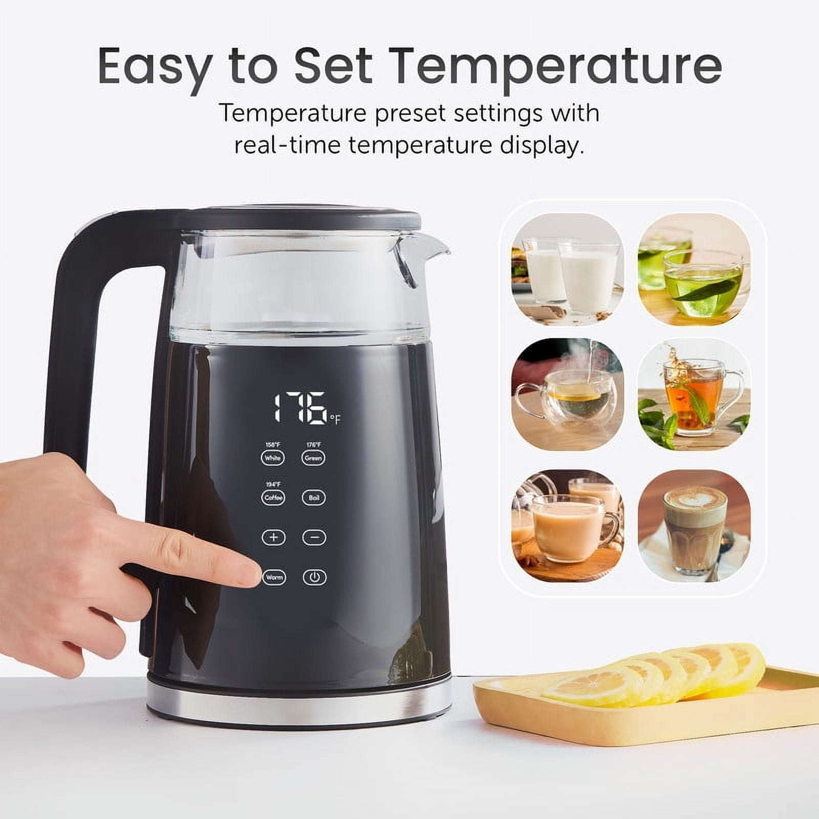 Elite Cuisine EKT7518 1.7L Double Wall Cool Touch Electric Tea Kettle