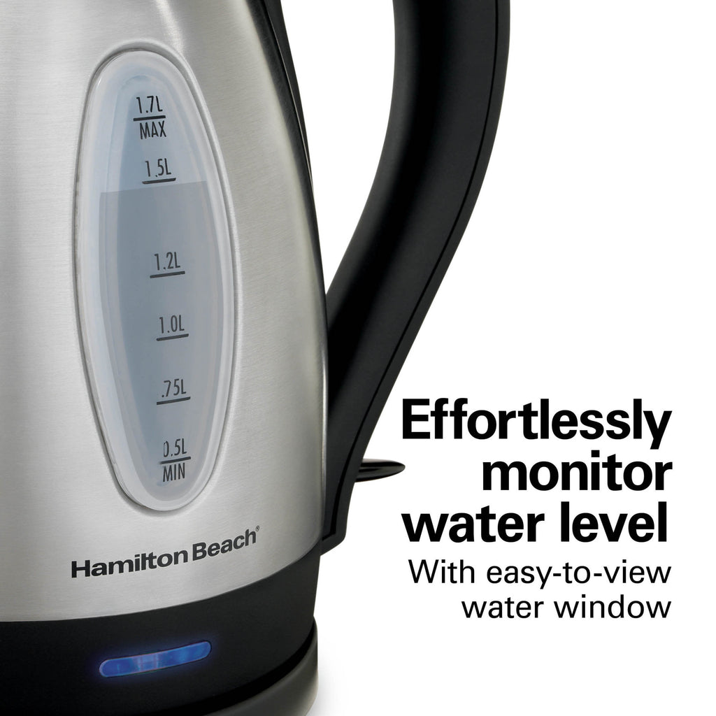 Hamilton Beach Stainless Steel Electric Kettle, Tea & Water Kettle, 1.7L
