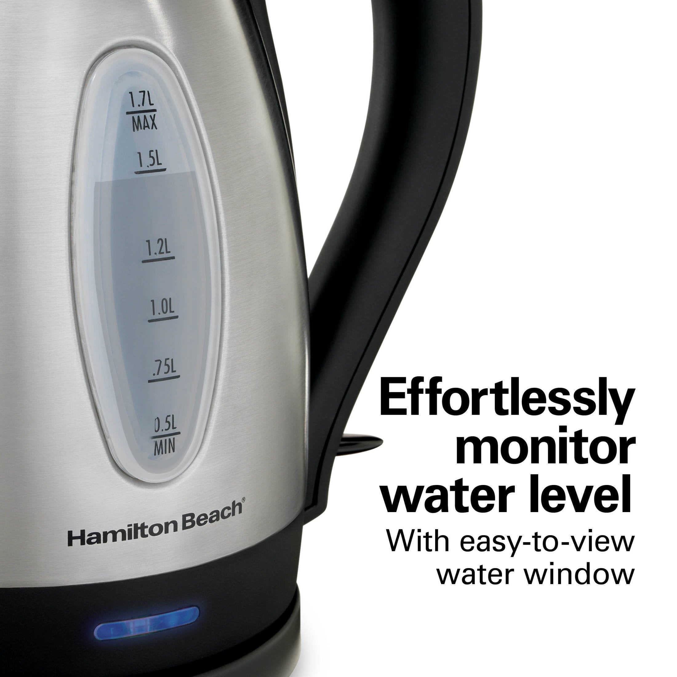 Hamilton Beach Stainless Steel Electric Kettle, Tea & Water Kettle, 1.7L