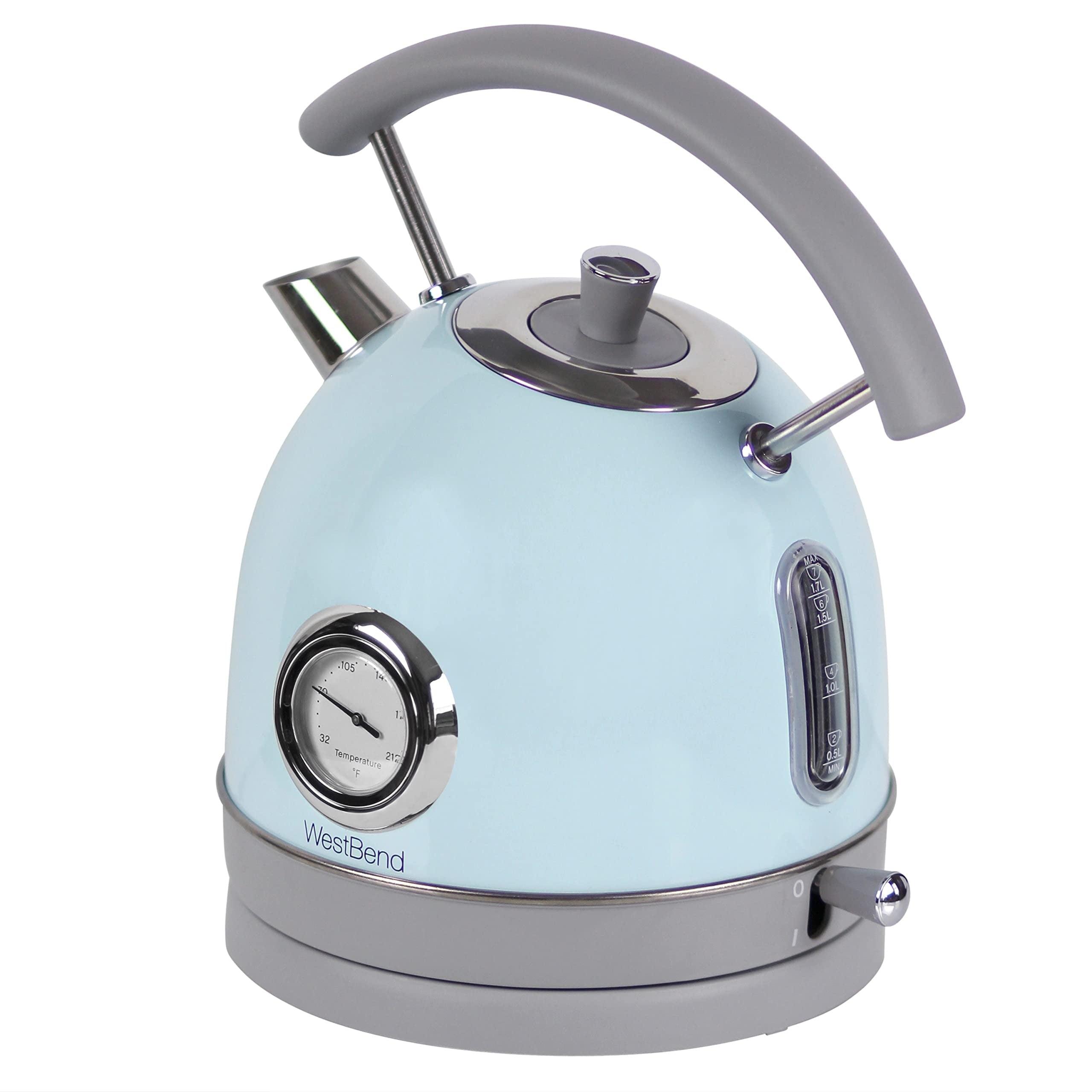 West Bend 1.7L Retro-Style Stainless Steel Electric Kettle, 1500W, Blue